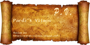 Parák Vilmos névjegykártya